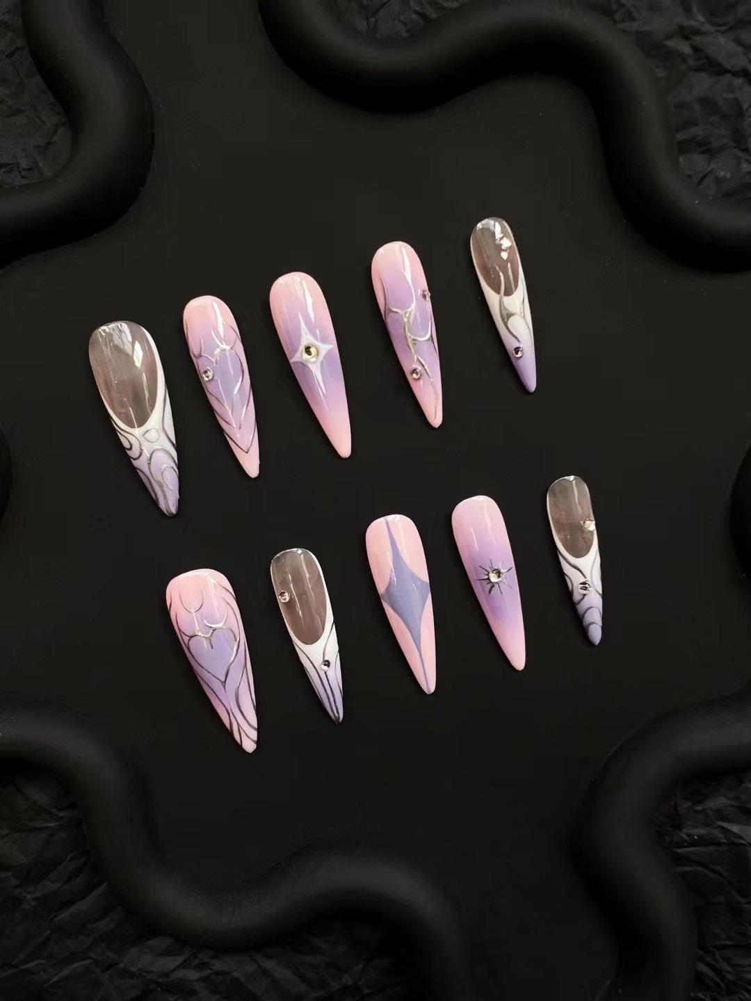 Pink-tailed Custom-made Press On Nail